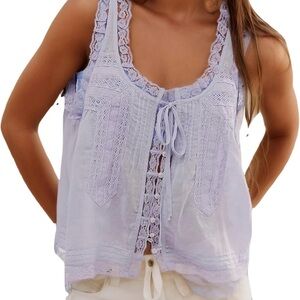 Delicate Lace Trimmed Lilac Blouse